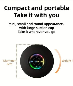 Bocina Bluetooth Impermeable Para Regadera Con Luz Led